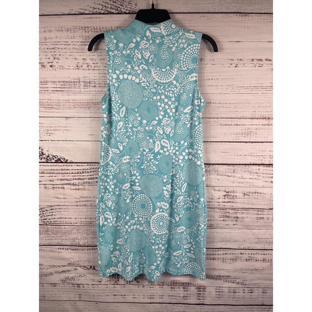 Talbots Dress Womens Small Blue Floral Sleeveless Collared Shirt Shift Knee Work - Picture 7 of 9